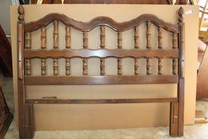 lot 108 image: Queen Size Headboard by Woodward, Vintage Style, Solid Wood