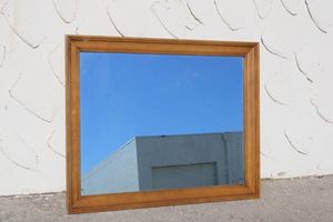 lot 140 image: Square Wooden Framed Wall Mirror PROCEEDS FROM THIS ITEM GOES TO SHARE-FEST TEXAS