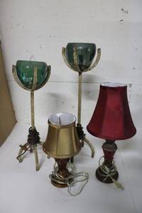 lot 54 image: Table and Desk Lamps, 4 Total , 2 have Candle Style Lamp Holders, see pictures for sizes PROCEEDS FROM THIS ITEM GOES TO SHARE-FEST TEXAS