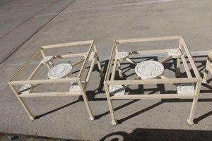 lot 144 image: Two Glass Top Side Tables, Removeable Stone Inserts and Metal Frame (27 square x 20 tall) (HAS Glass JUST NOT Pictured) PROCEEDS FROM THIS ITEM GOES TO SHARE-FEST TEXAS
