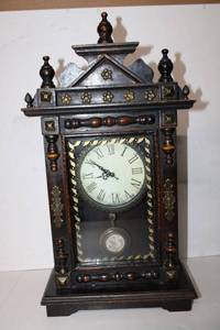 lot 164 image: Wooden Desktop Clock with Pendulum PROCEEDS FROM THIS ITEM GOES TO SHARE-FEST TEXAS