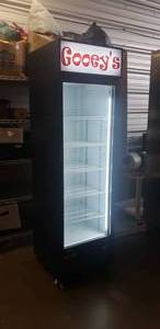 lot 2 image: WORKS GREAT  Kool-It KGM-13 Upright Display Cooler -  23L x 24W x 78H, See Temperature Reading in Photo 2