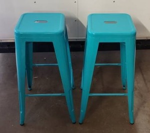 lot 23 image: Pair of Metal Barstools - Teal