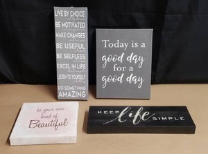 lot 40 image: Lot of 4 Canvas Decor Signs