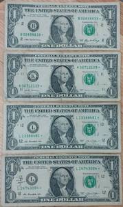 lot 50 image: (4) $1 STAR NOTES