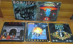lot 14 image: VINTAGE 33s, VINYL RECORDS, 1970s &amp 1980s, BON JOVI, BOSTON, RUSH, DEF LEPPARD, BUDDY HOLLY, SEE PICS &amp DESCRIPTION FOR CONDITION, PREVIEW RECOMMENDED