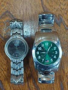 lot 22 image: 2 MENS WATCHES, BOSS &amp GENEVA, IN GREAT CONDITION, GENEVA WATCH INCLUDES COMPASS BELOW WATCH FACE