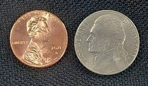 lot 24 image: 2021 DENVER MINT PENNY, DOUBLED DIE OBVERSE &amp REVERSE, 2003 DENVER MINT NICKLE W DOUBLED DIE REVERSE, PLEASE PREVIEW, BID x2