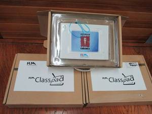 lot 79 image: 3 IN BOX RM INTERACTIVE WHITEBOARD CLASSPADS WITH PEN, ONE SET MISSING CHARGER