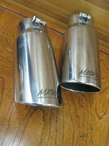 lot 126 image: (2) MBRP INC. PERFORMANCE EXHAUST NO WELD SLANTED EXHAUST TIP 4 INLET 5 OUTLET 12 LENGTH
