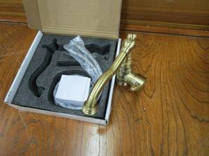 lot 131 image: NEW OPEN BOX FAUCET WITH BEAUTIFUL FLORAL DESIGN, INSTALLATION MATERIALS INCL.
