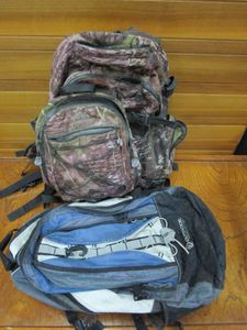 lot 134 image: (2) BACKPACKS, CAMO ONE HAS MANY USEABLE ACCESSORIES INCL. ADDITIONAL SMALLER DETACHABLE BACKPACK, SEE PICS