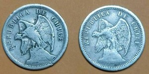 lot 146 image: (2) COINS FROM CHILE, BOTH 20 CENTAVOS, (1) 1925, (1) 1933