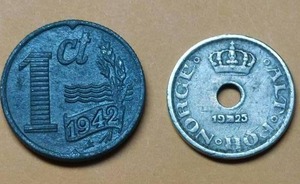 lot 163 image: 1942 NETHERLANDNEDERLAND ONE CENT &amp 1925 NORWAY 10 ORE