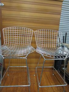 lot 159 image: 2 METAL WIRE BACK&nbsp STOOL CHAIRS