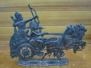 lot 164 image: VINTAGE BRASS CHARRIOT SCULPTURE