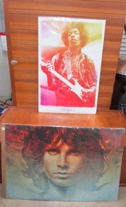 lot 198 image: (2) 3x2 POSTERS, ONE LABELED JIMI HENDRIX- LEGENDARY, THE OTHER LABELED SPIRIT OF JIM MORRISON