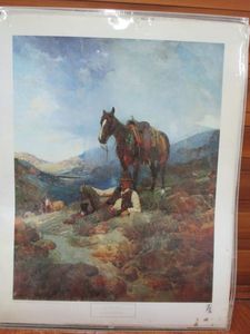 lot 200 image: LARGE PRINT OF1927 OIL ON CANVAS TITLED THE MORNING SHOWER
