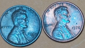 lot 201 image: (2) LINCOLN WHEAT PENNIES, 1941 S MINT & 1978 MINTED IN PHILIDELPHIA, NO MINT MARK