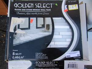 lot 86 image: Box of Golden select glass and stone mosaic wall tiles 5 sq. feet