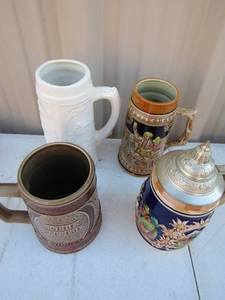 lot 8 image: 3 German steins- The Duke, 1 white turner Practch Black well