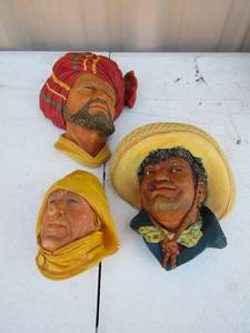 lot 16 image: 3 Bosson heads Abdul 1962, Life boatman 1964 Pancho 1963