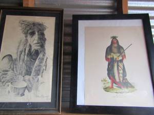 lot 121 image: American Indian art by Roger Mommy 68 23 x 15    WA-NA-TA  Grand Chief of the Sioux 22x18