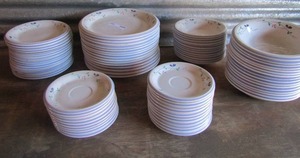 lot 150 image: Allegro stoneware Hearthside Indonesia dishes 13 salad bowls, 15 dessert plates, 15 dinner plates, 15 bread plates, 16 bowls