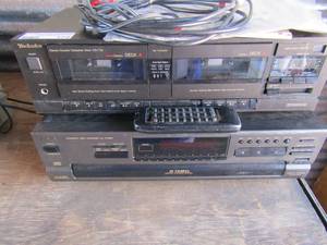 lot 173 image: Technics Cassette tape player and surround sound with remote Mesh multi stage 5 disc rotary charger system