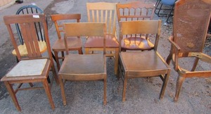 lot 213 image: 7 wood dining chairs in good condition