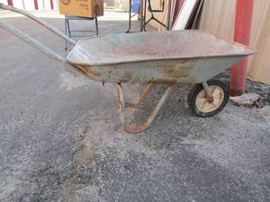 lot 306 image: Vintage metal frame and bucket wheel barrow