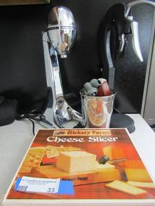 lot 33 image: Hamilton beach drink mixer wine bottle cork remover Hickory farms cheese slicer