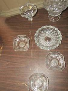lot 172 image: 4 glass ashtrays (crystal cigar ashtray) and star of David covered candy dishes