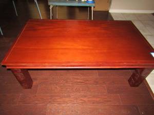 lot 15 image: Square coffee table 20x60x34 screws taped to bottom