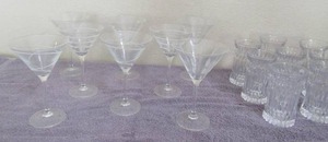 lot 89 image: 8 diamond cut tea glasses 8 martini glasses various designs