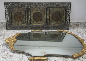 lot 119 image: Metal art 36x16 and mirror 33x18