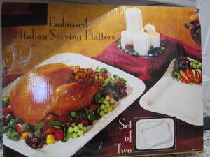 lot 160 image: Embossed Italian serving platters set of 2 NIB