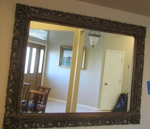 lot 203 image: Large gold frame mirror 44x36