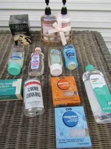 lot 215 image: Lot of opened baby oil, lotions, deodorants, sponges Gorham jewelry cleaner and more