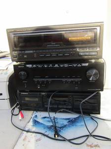 lot 221 image: Technics 60 plus1 CD changer w MASH technology  Denon AX surround receiver AVR-5540BT   Pioneer DBL Cassette player