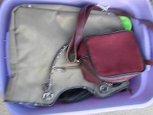 lot 241 image: Tote of handbags and purses in good condition