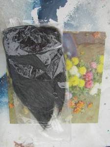 lot 272 image: Mens black and gray toupee and embroidered handkerchiefs