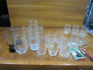 lot 46 image: GLASS CUPS, BOTTLE OPENER & SEALER, WINE OPENER