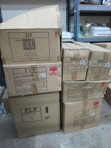 lot 56 image: 7 VARIOUS LIGHT FIXTURES IN ORIGINAL BOXES, MULTIPLE SYLES & SIZES