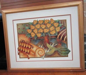 lot 73 image: ARTWORK, FLOWERS IN THE LIVING ROOM