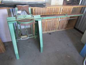 lot 1 image: Professional Rammefabriken Jyden foot operated guillotine framing machine  25W x 24D x 40T Comes with  extension arm  36 L   Made in Denmark, Model #21137