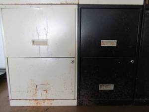 lot 29 image: 1 black & 1 white 2 drawer filing cabinets