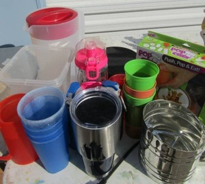 lot 58 image: tea pitcher, cups, mugs, sifter and more