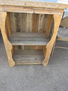lot 63 image: Handmade 2 tier wooden shelf 35x25x16