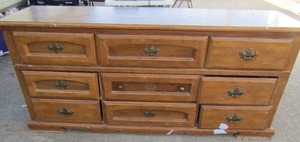 lot 73 image: 9 drawer dresser needs TLC 30x66x18